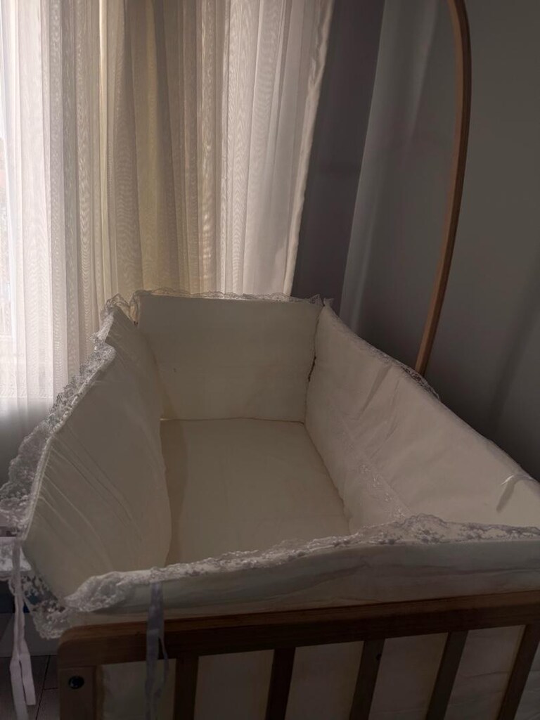 3 kademeli sallanır ahşap anne yanı beşiği - 16