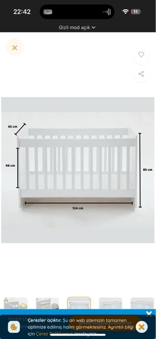 Crib2 Sallanabilir ve Sabitlenebilir Beşik 60x120 cm - 2