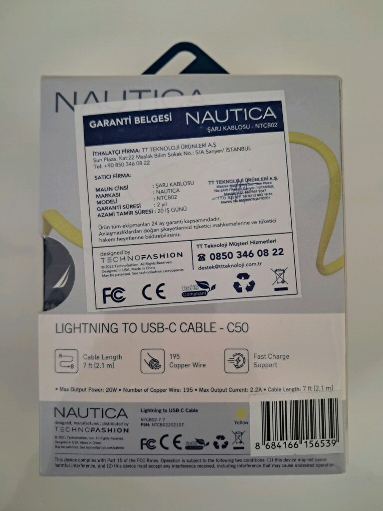 Nautica C50 İphone Sarj Kablosu Sıfır - 2