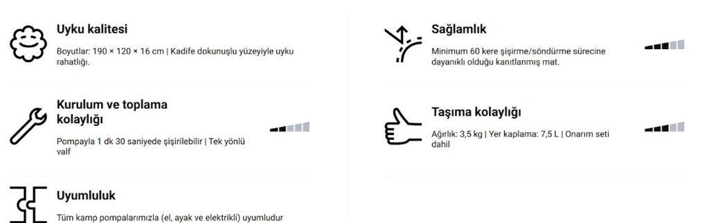 Decatlon Çift Kişilik Şişme Yatak - Kamp - 190 × 120 cm - Air Basic - 4
