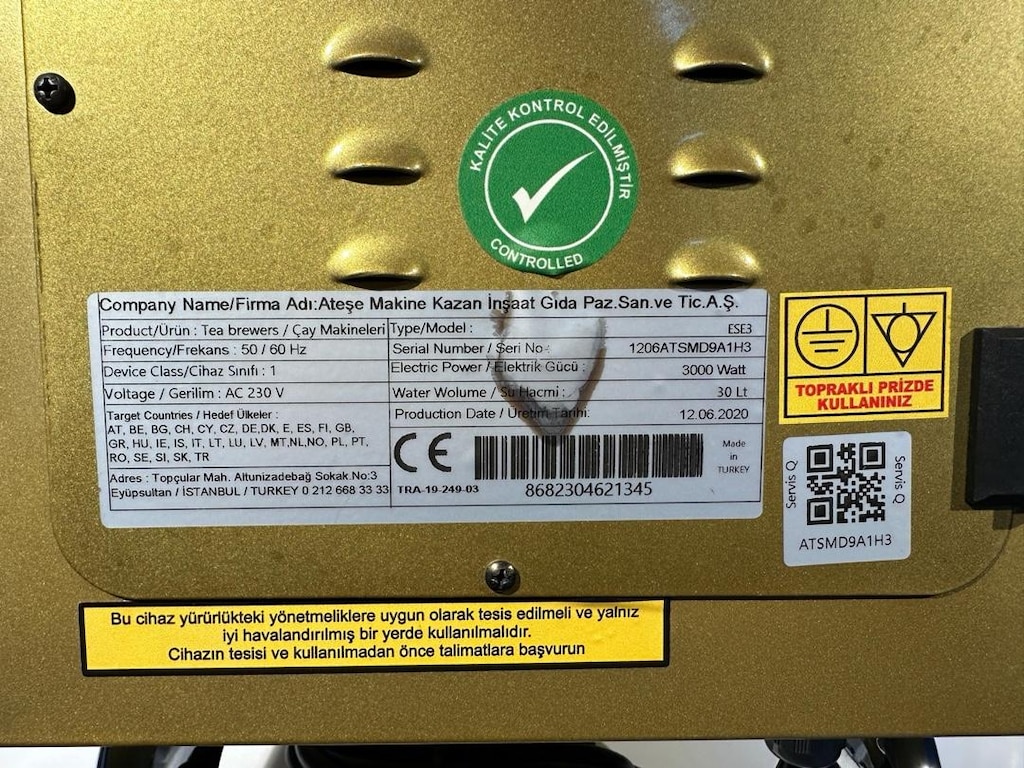 Ateşe Efes Dijital Çay Kazanı, Elektrikli 30L - 2