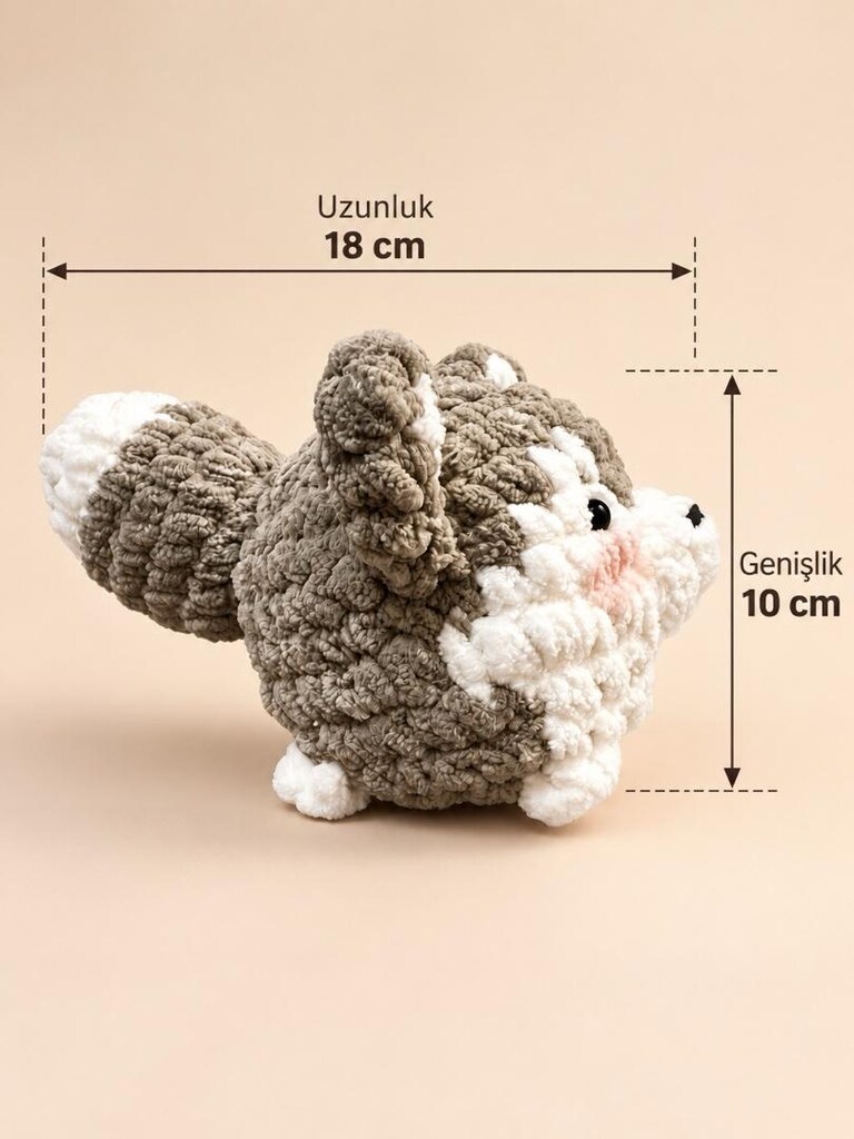 El Yapımı Amigurumi Şişman Sevimli kurt - 2