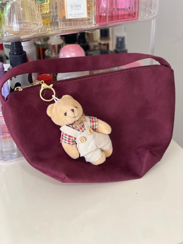 kırmızı peluş ayı aksesuarlı günlük çanta - 2
