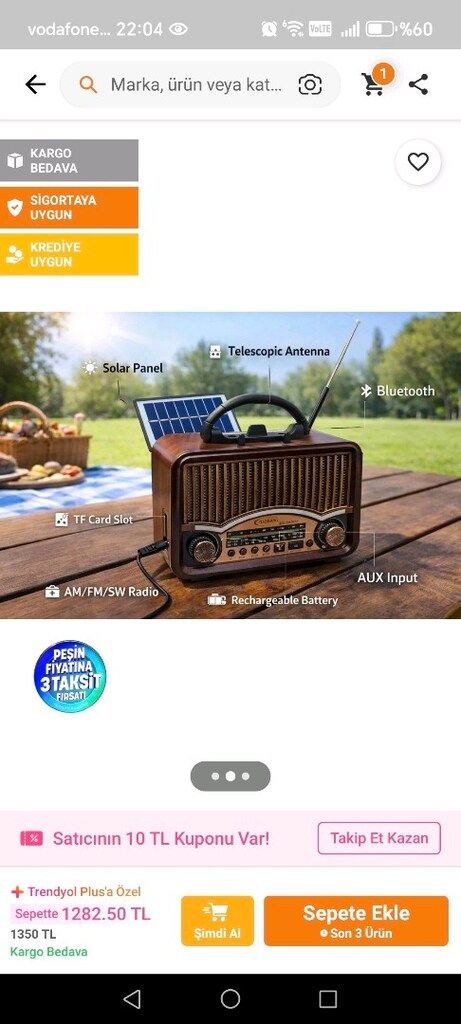 yuegan Bluetooth Nostaji Görünümlü Fener + Radyo - 2