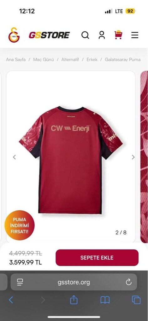Galatasaray Puma 2025/2026 Alternatif Forma Kullanılmamış Acil Satılık - 6