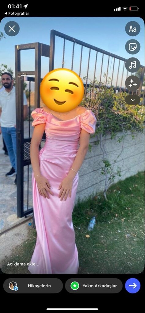 pudra renk genç kız abiye - 2