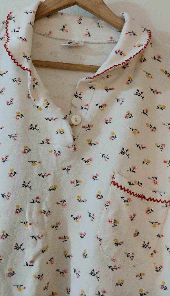Vintage Çiçekli Bebe Yaka Pijama Üstü - 4