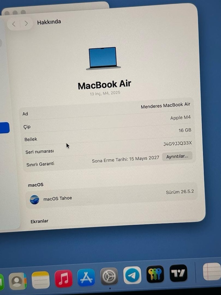 Apple MacBook Air m4 full kutu faturalı garantili - 13