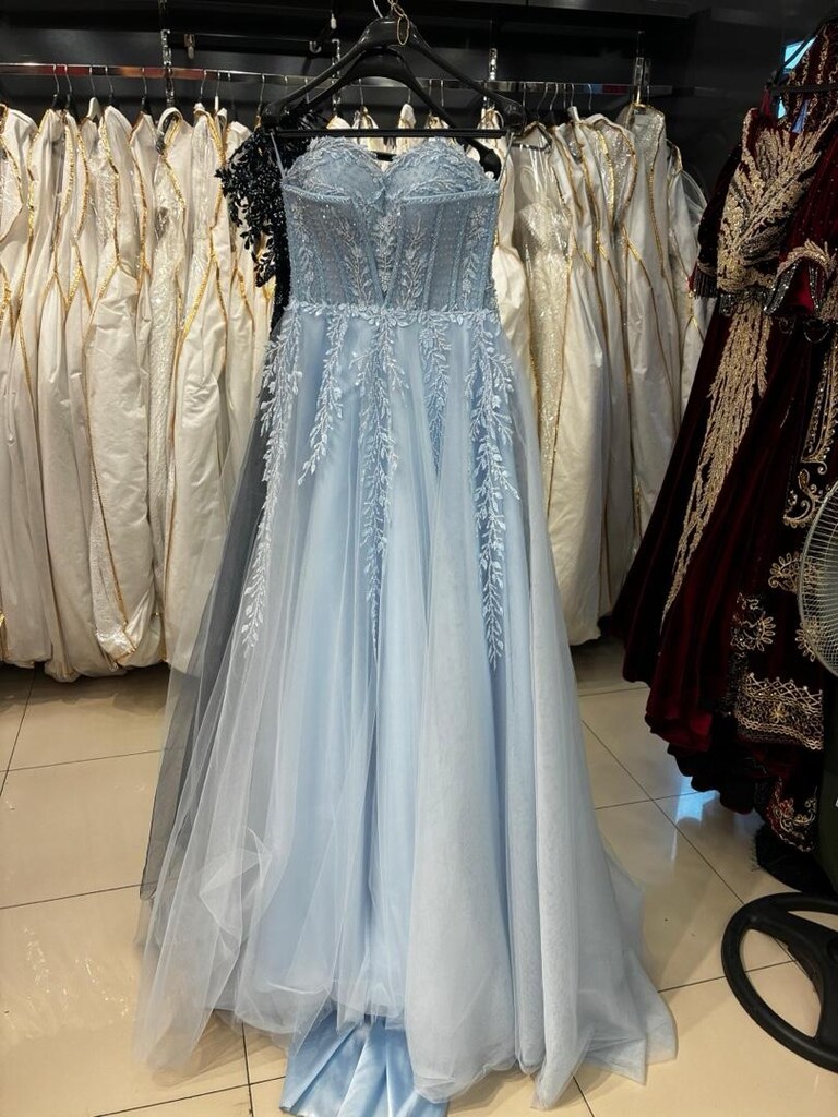 Bebek Mavi Açık Mavi Nişanlılık Abiye Elbise - 2