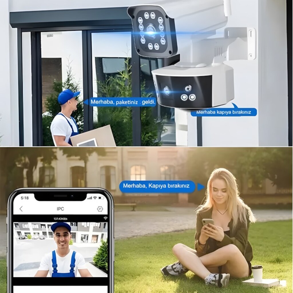 O-Kam 3032 6 MP Gece Görüşlü IP Wi-Fi Güvenlik Kamerası - 5