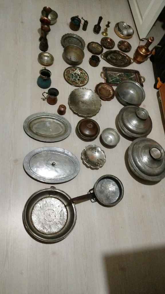 35 parça küçüklü büyüklü Bakır pirinç eski ürünler - 7
