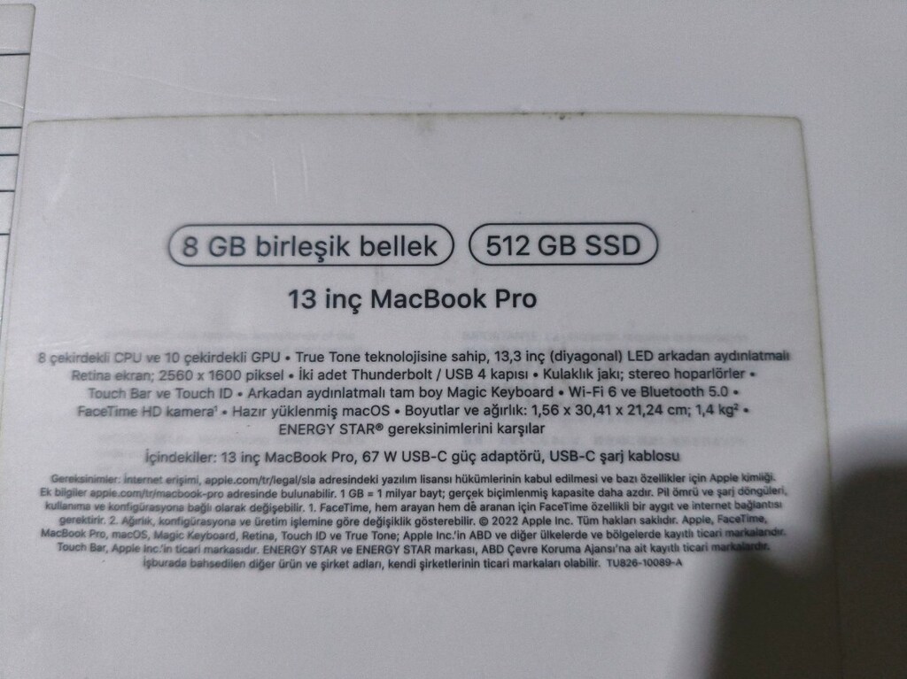 MacBook pro M2 13,3 inç (2560x1600) 512gb - 7
