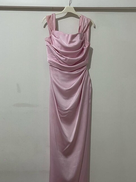 Pudra pembe abiye elbise