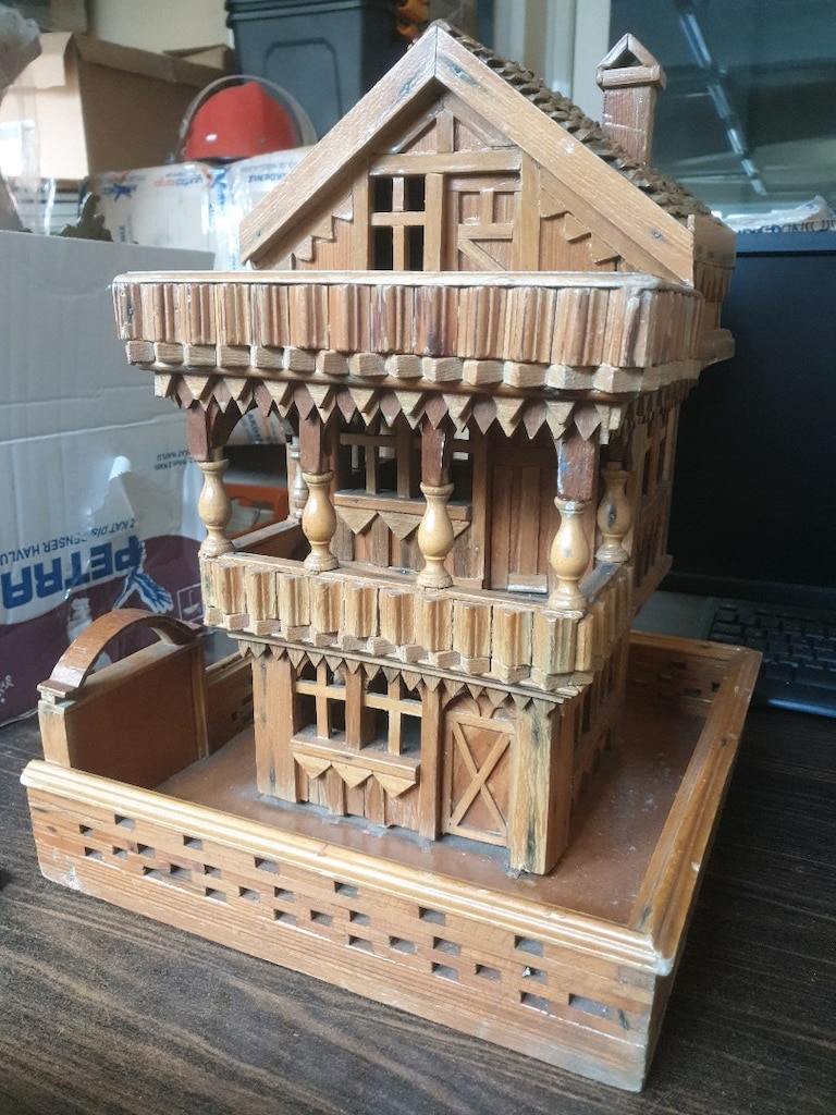 Ahşap El Yapımı Nostaljik Maket Ev / Dekoratif - 2
