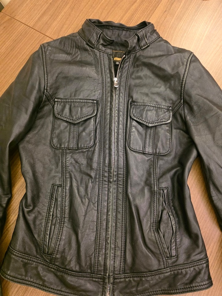 siyah hakiki deri biker ceket - 7
