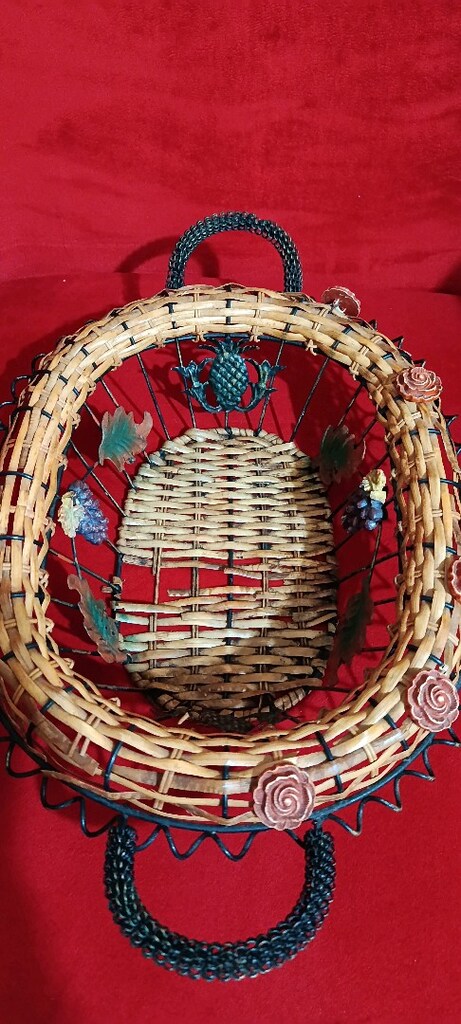 Perforje el yapımı tel metal üzüm desenli sepet 45×30.cm derinlik 10cm - 3