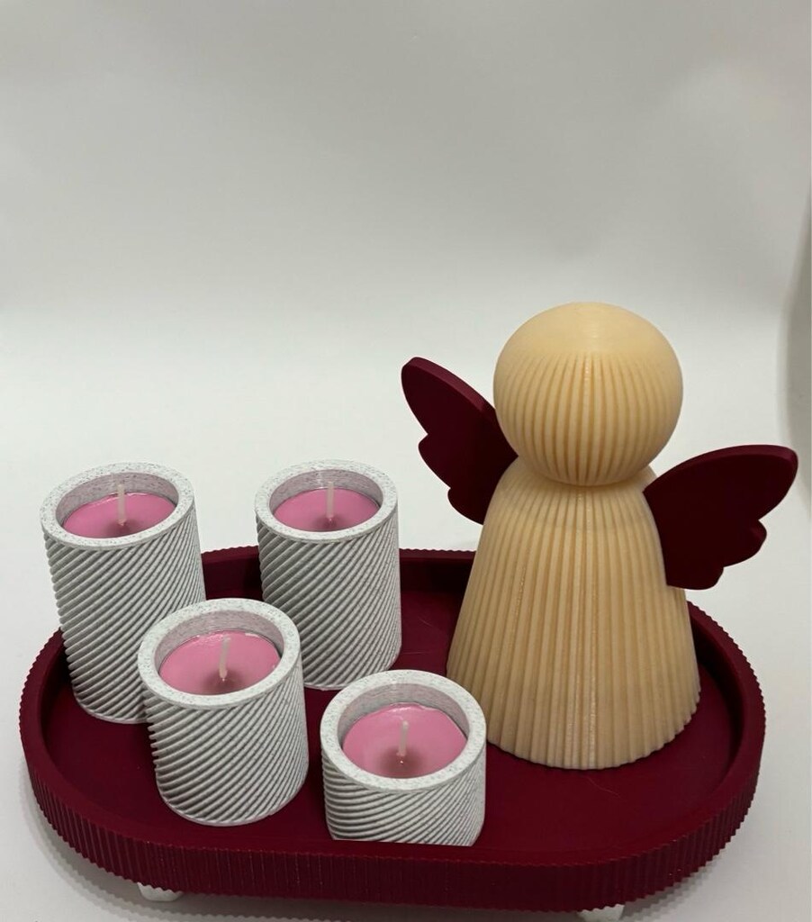 3d baskı melekli tealight mumluk - 3