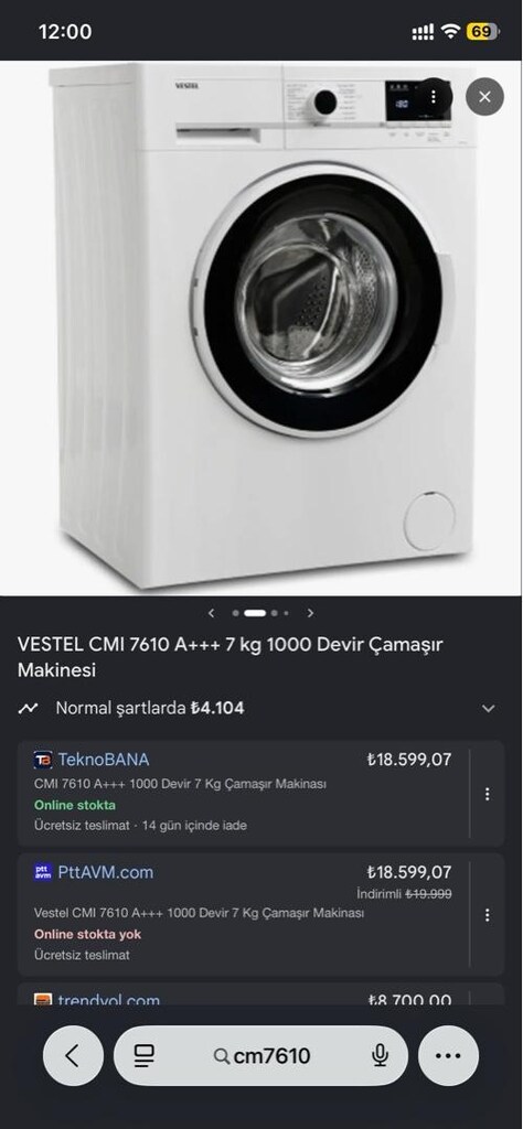 Vestel Cm7610 7kg 1000 devir A+++ çamaşır makinası - 4