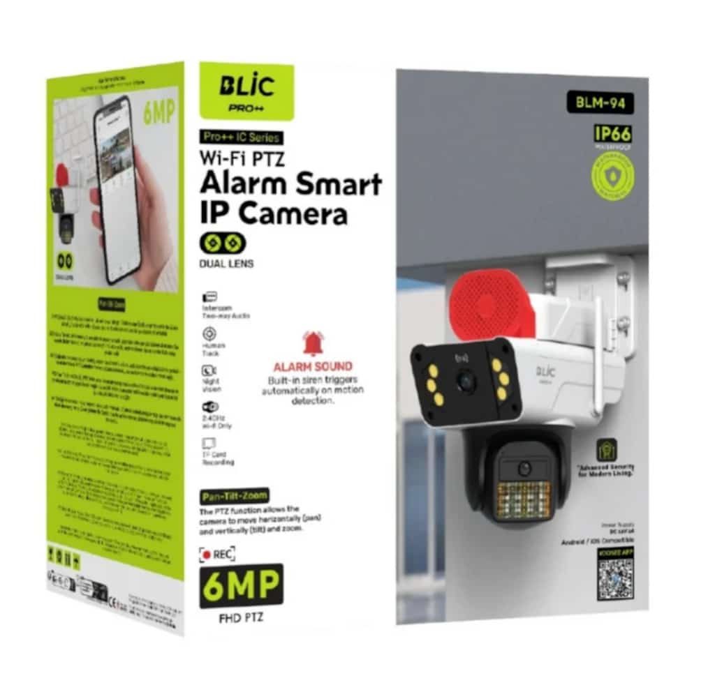BLİC-BLM94 6MP ÇİFT LENS HAREKETLİ WİFİ İP SU GEÇİRMEZ MEGAFONLU ALARM - 4
