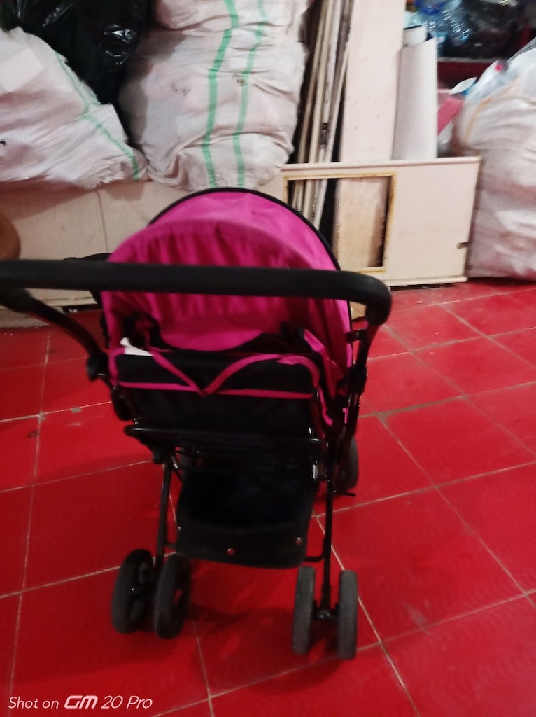 çift yönlü vişne çurugu renginde sağlam temiz bebek arabasi - 9