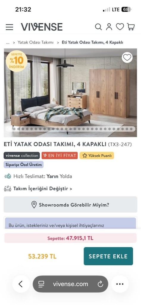 VİVENSE ETİ YATAK ODASI KOMPLE TAKIM - 8
