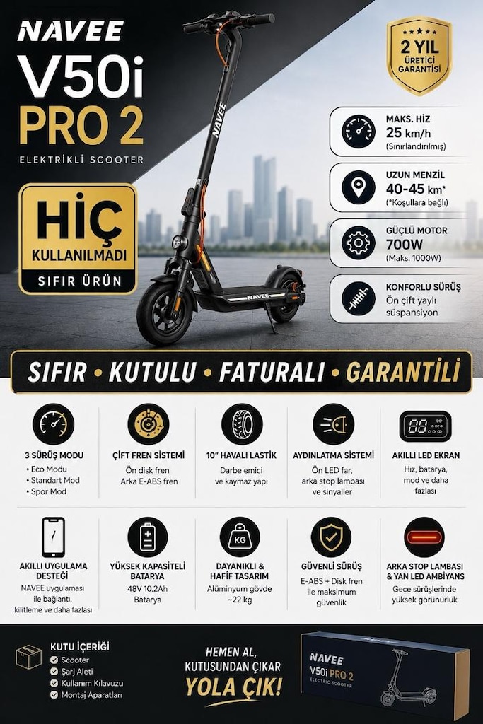 NAVEE V50i Pro 2 Scooter - 24 ay garantili - 17