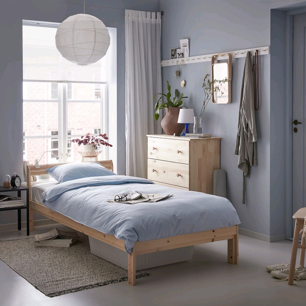 ikea doğal ahşap tek kişilik karyola - 3