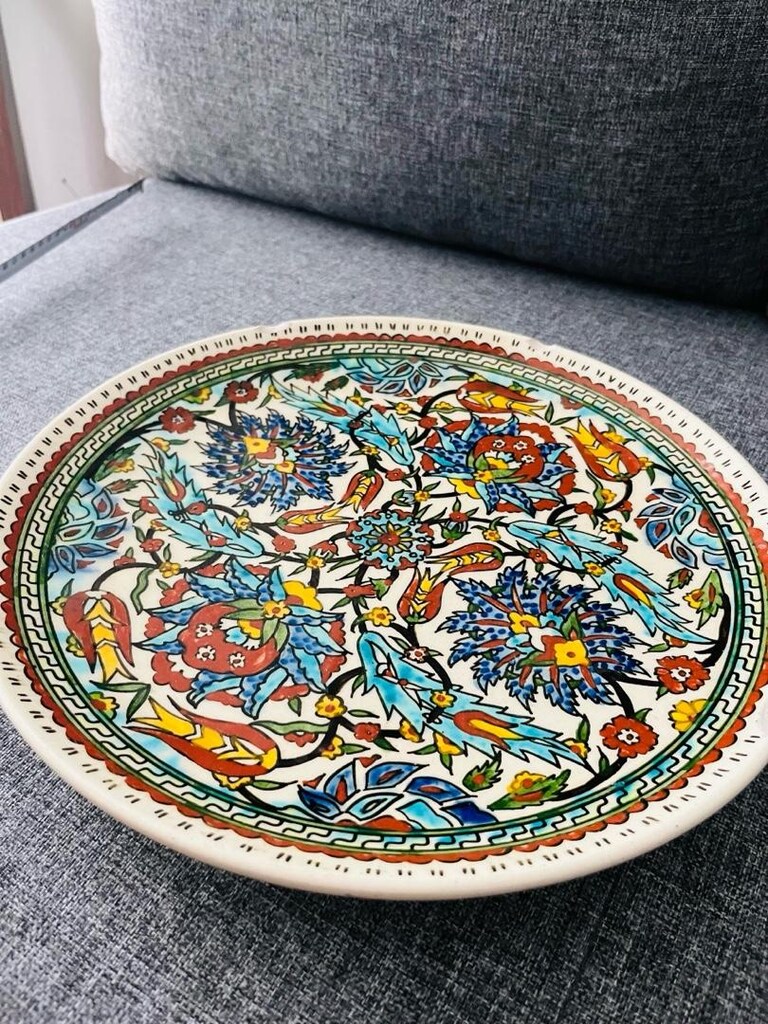 Kütahya çini sanatı el boyaması tabak - 6