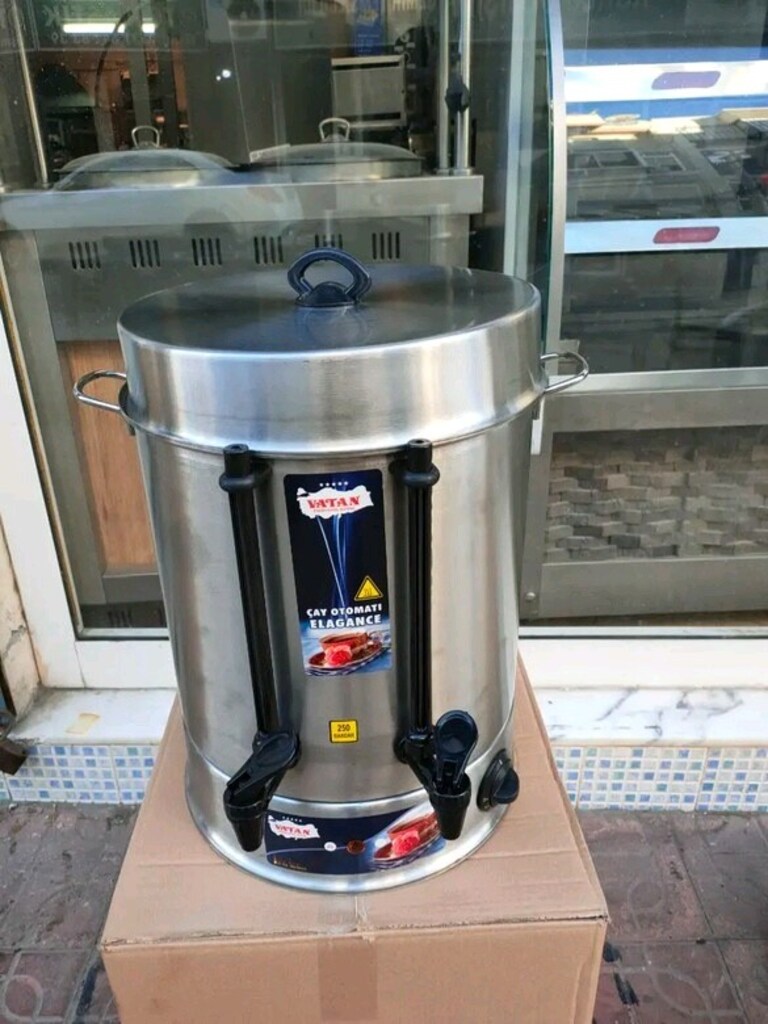 çay kazanı çay botu silindir krom çaycı elektrikli çay kazanı - 8