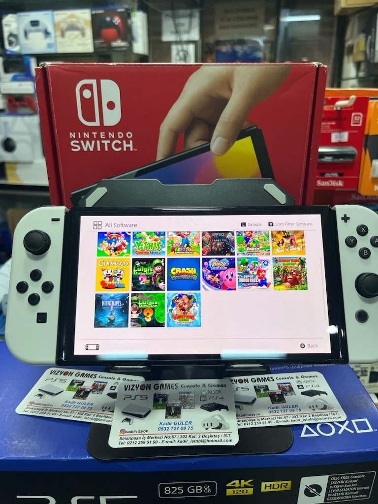 Nintendo switch oled sıfır çipli oyun yüklü ekran koruyuculu 128 gb sd - 2
