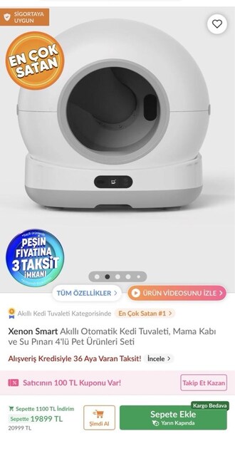 Xenon Smart otomatik kedi tuvaleti