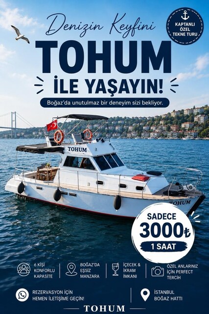 1 saat tekne turu 3000 tl