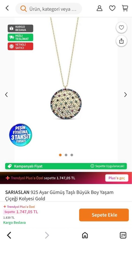 925 Gümüş Yaşam Çiçeği Kolye - 11