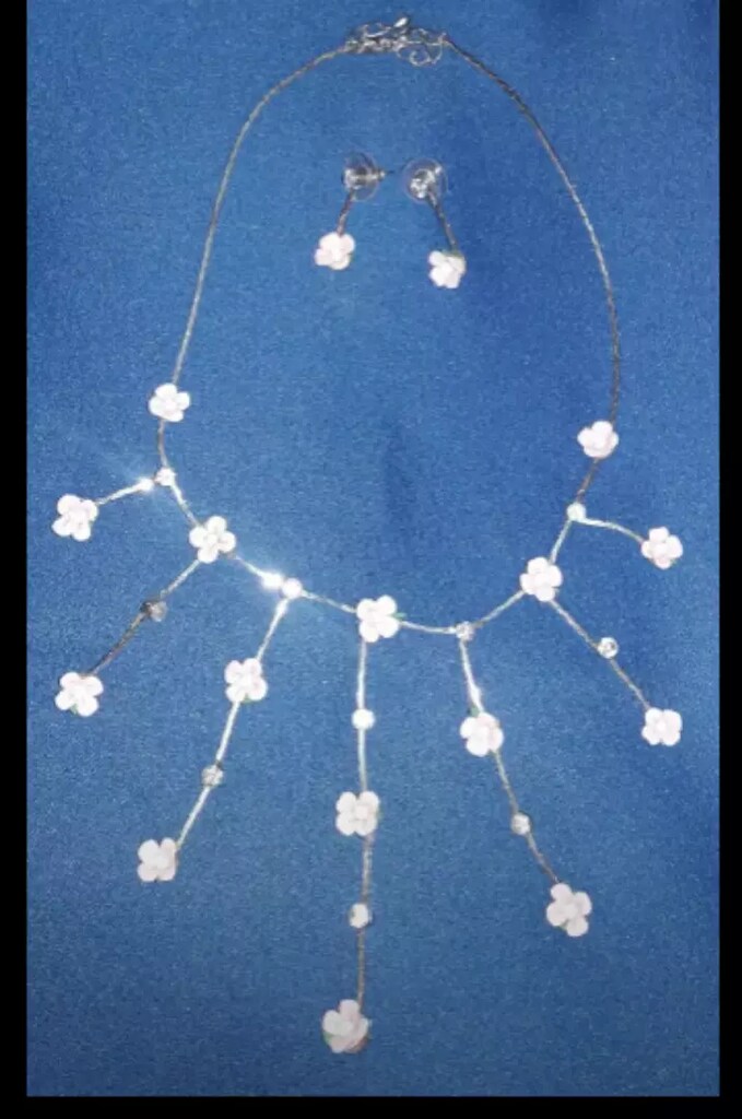 Çiçekli Kolye Küpe Set - 2