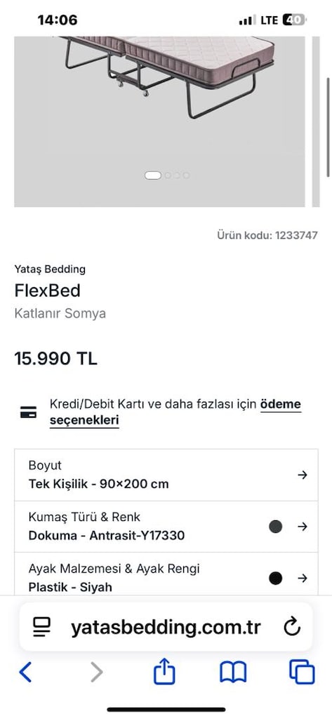 Yataş katlanır yatak tek kişilik sıfır - 8