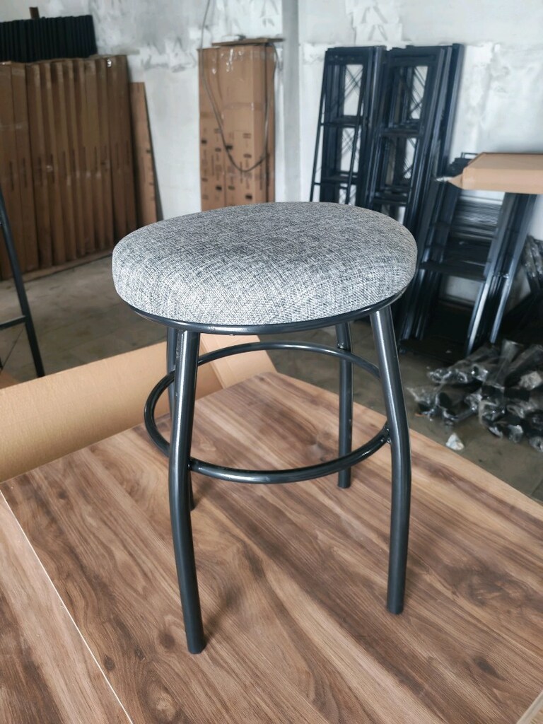 Gri Kumaş Kaplı Tabure - 2