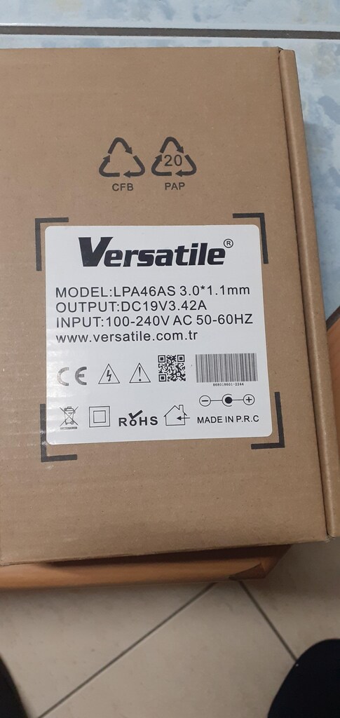 LAPTOP ADAPTÖR- ŞARJ CİHAZI VERSATİLE LPA46AS 19V 3.42A 3.0x1.1 - 3