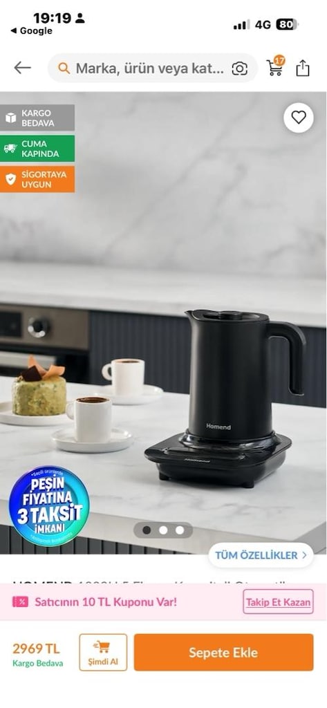 Homend kahve makinası ve kettle - 2