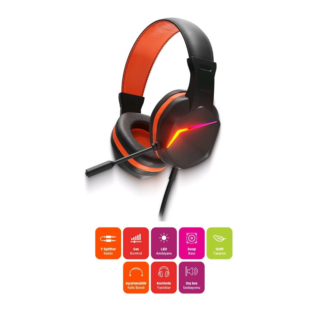 Polosmart Kablolu Led Aydınlatmalı Gaming Oyuncu Kulak Üst Düzey - 3