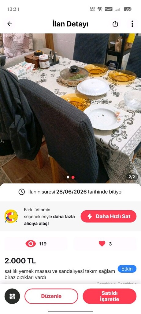 satılık yemek masası acılmayanlarda peyez - 2