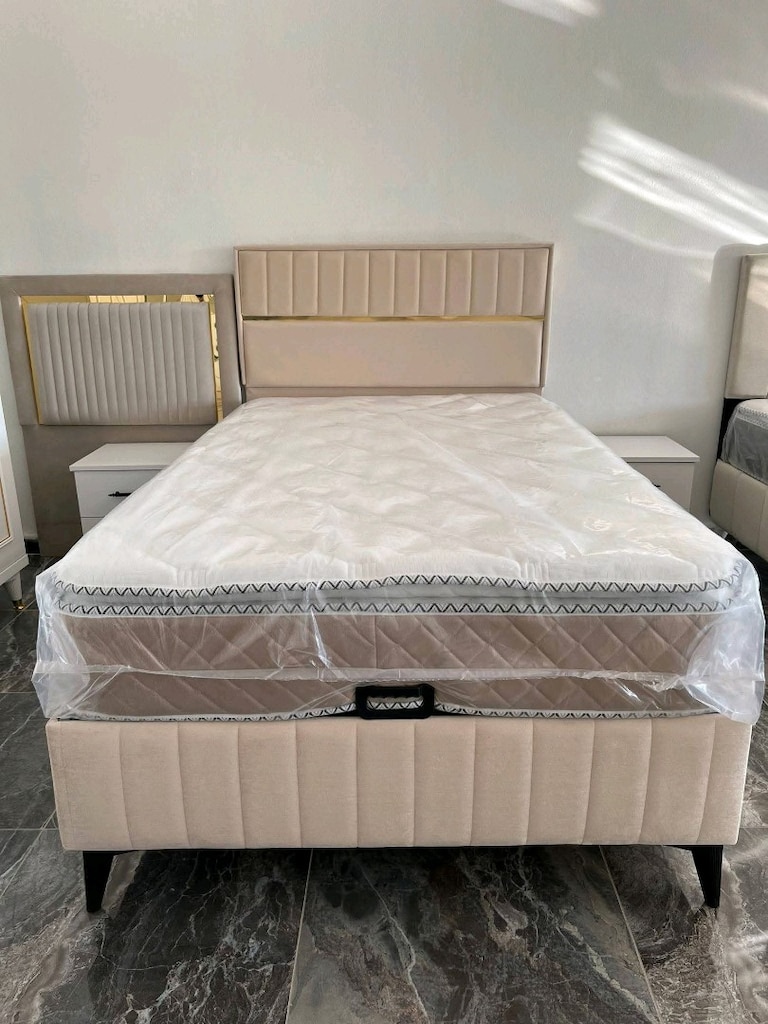 1.5 kişilik baza başlık pedli yatak - 2
