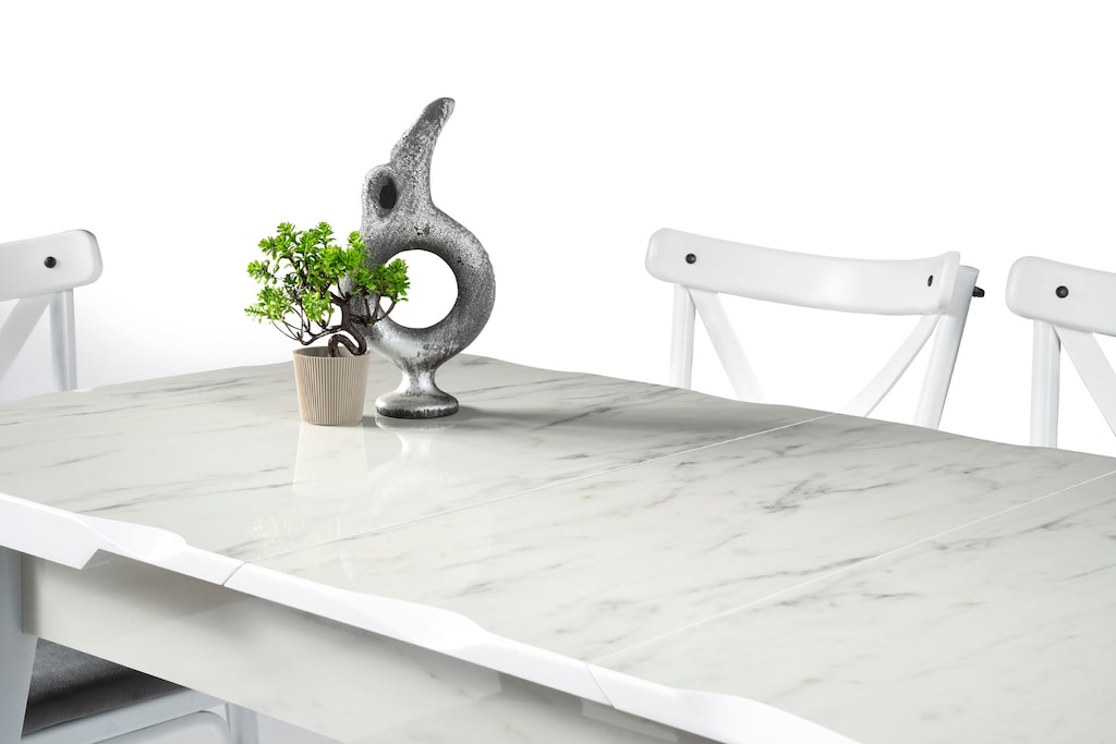 İkon Masa Sandalye Takımı - HighGloss Marmo/Beyaz - 5