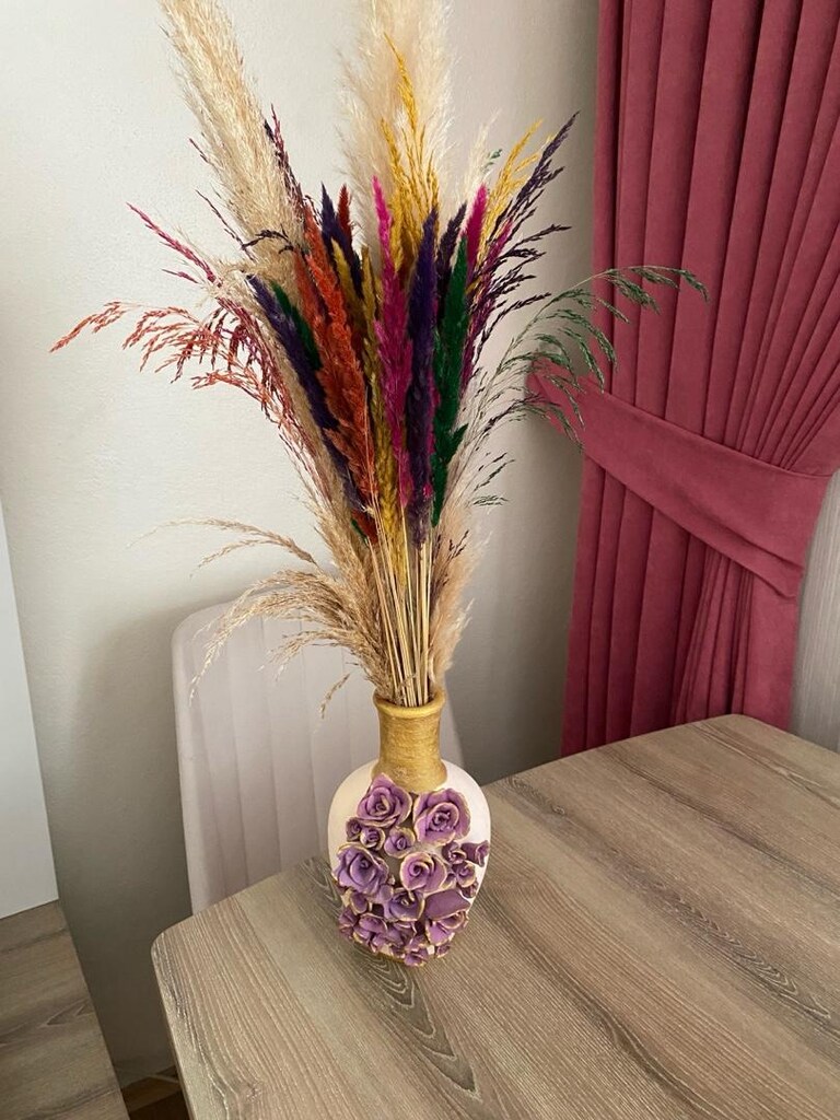 Pampas çiçeği ve vazo - 5