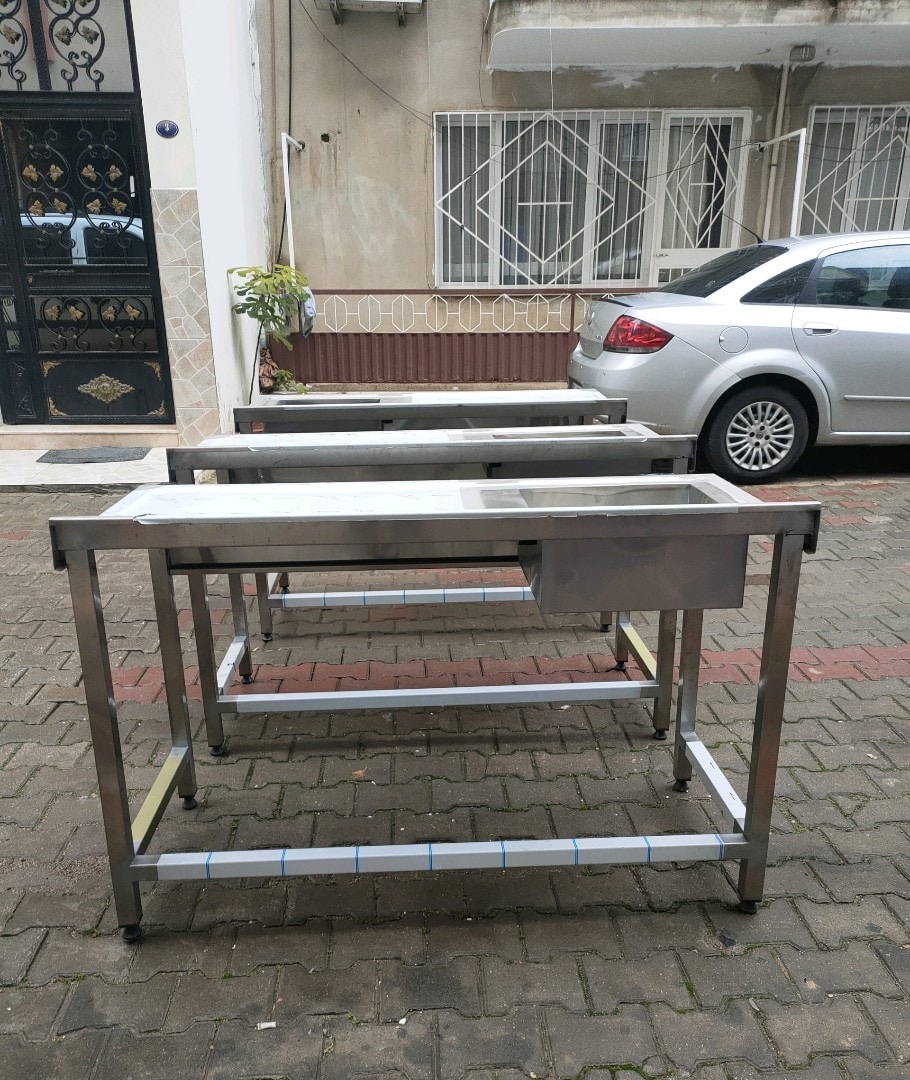 krom evye bulaşık yıkama lavabosu krom eviye tezgah hazır mutfak - 4