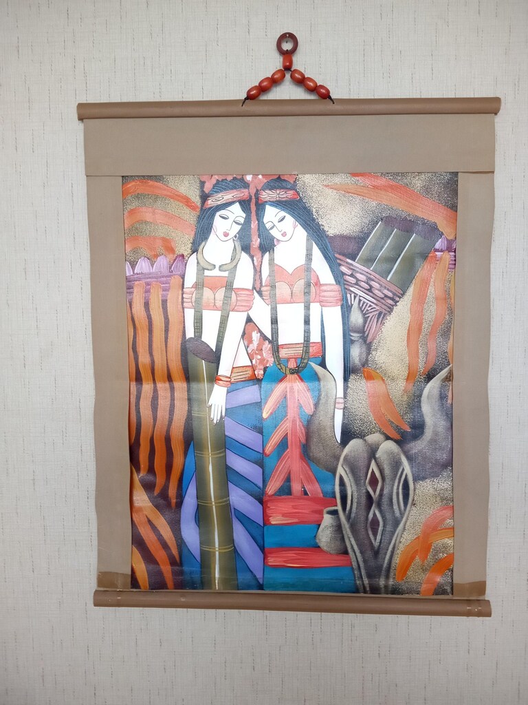 THAILAND EL YAPIMI KADIN RESİM DUVAR TABLOSU 45x58cm - 3