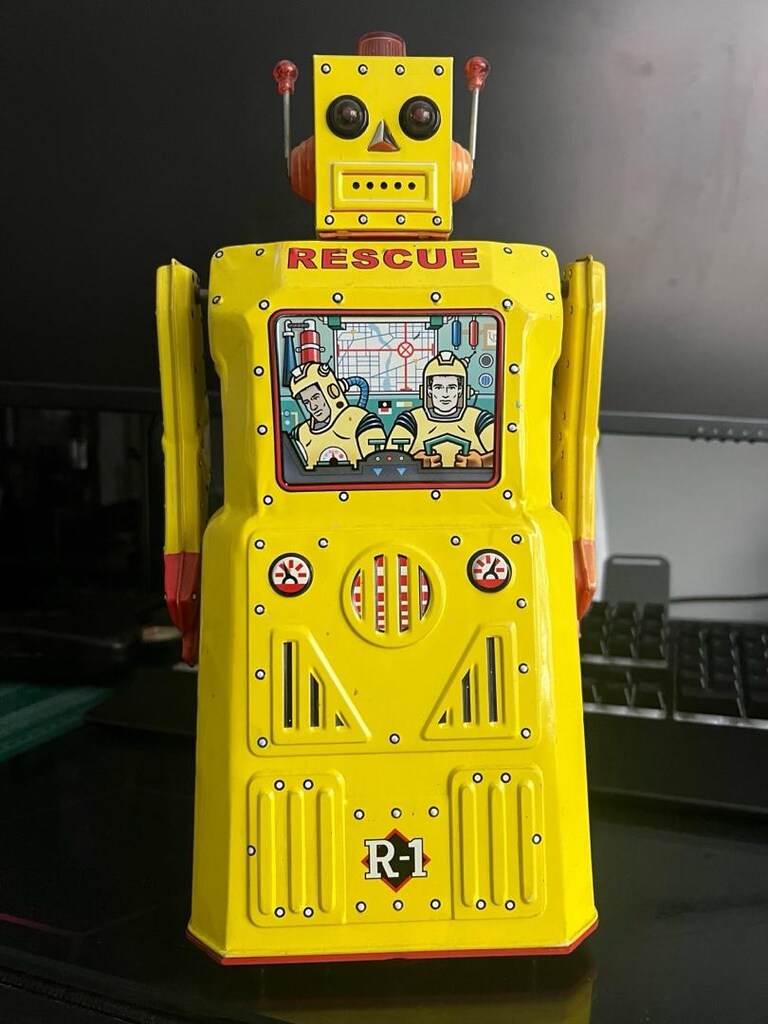 antika teneke oyuncak robot - 11