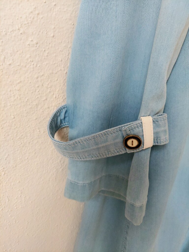 ZÜHRE apoletli denim model mavi pardesü - 3