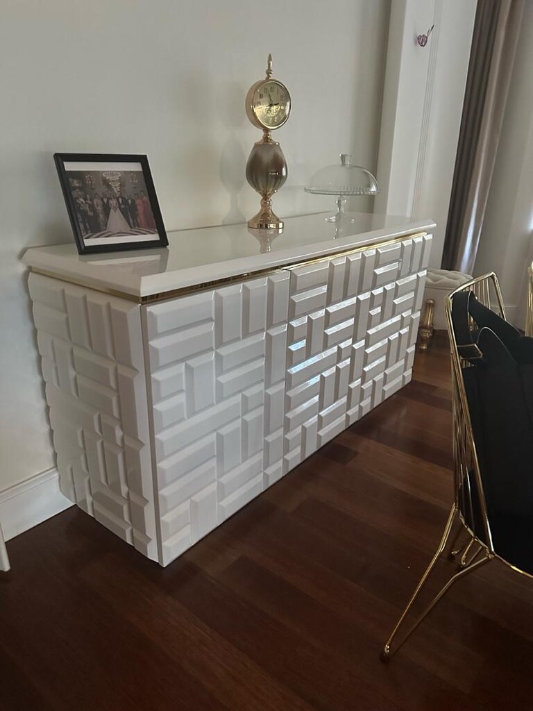 Komple Set - Yemek masası sandalye konsol tv unitesi mermer sehpa - 3