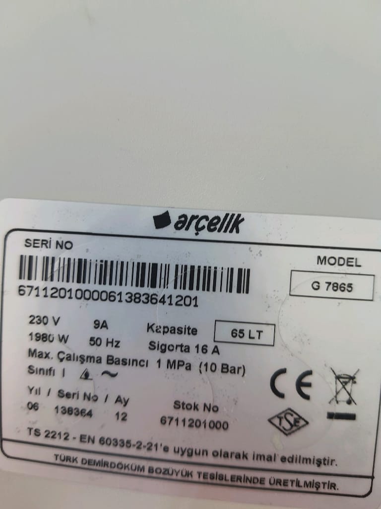 termosifon 65 litre arcelik temiz sorunsuz sıfır ayarında - 5