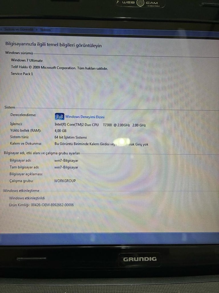 GRUNDIG 4 GB RAM LAPTOP - 4